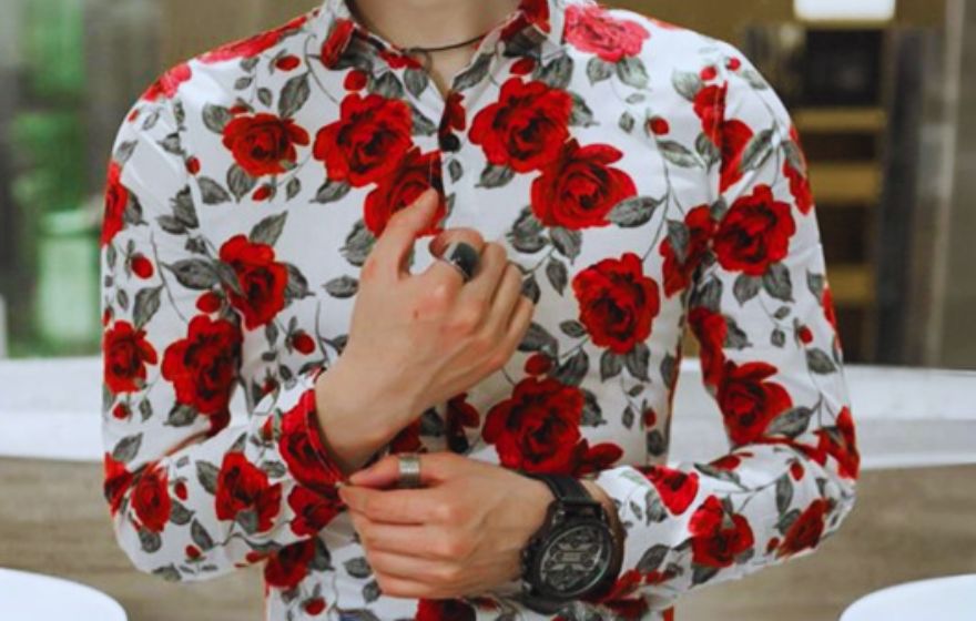 Thespark Shop Flower Style Casual Men Shirt